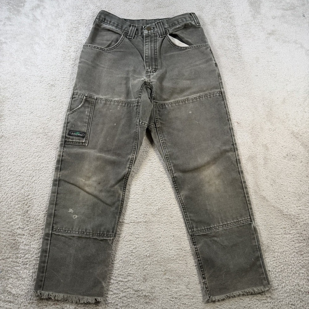 Arborwear Pants Mens 28x30 (Fit 27x26) Gray Canvas Workwear Double Knee READ